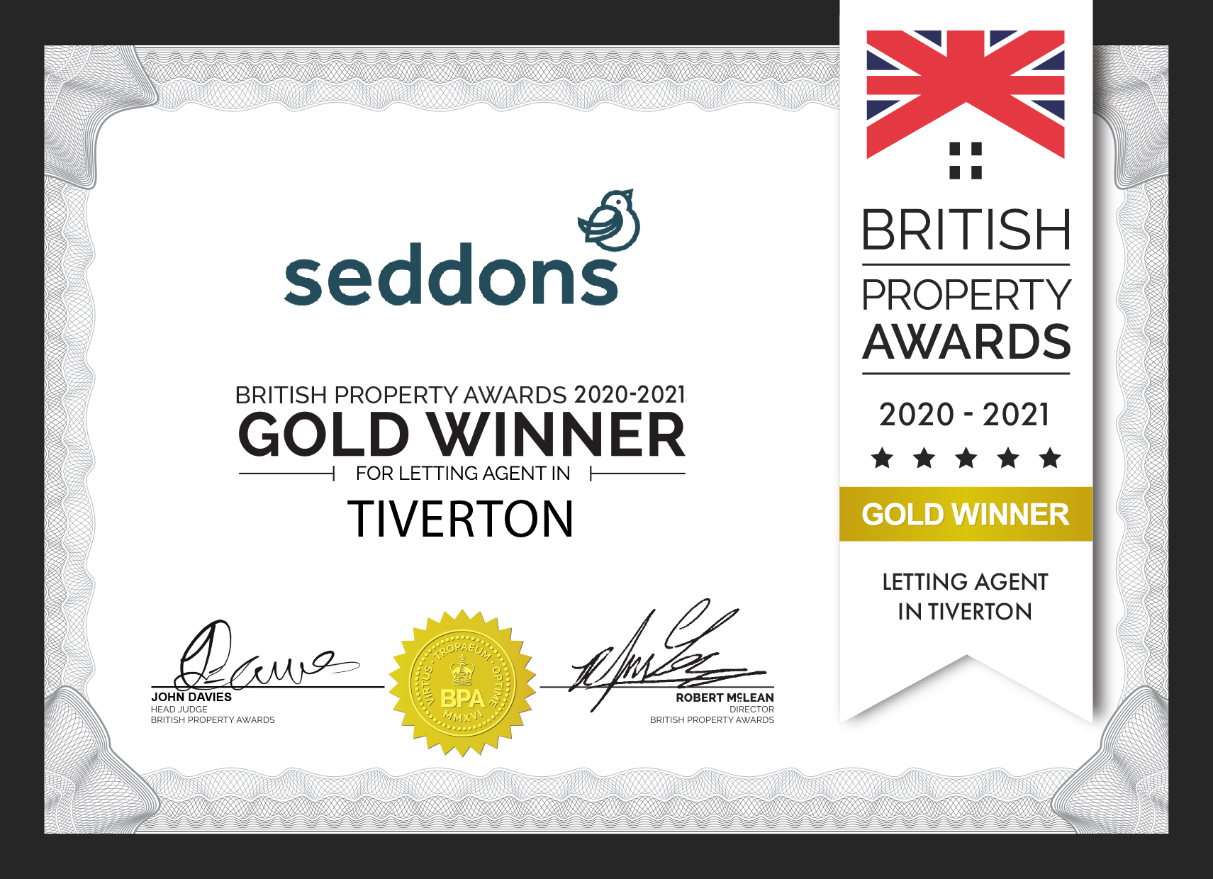 GOLD WINNER for The British Property Awards